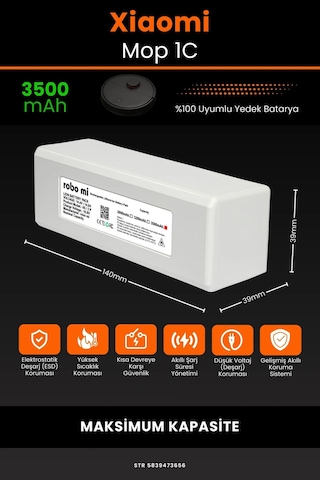 Xiaomi Mi Vacuum Mop 1c 3500mAh Robot Süpürge Bataryası