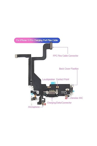 Apple Uyumlu iPhone 13 Pro Şarj Soketli Mikrofon Film Flexi Bordu - Yıldız Işığı