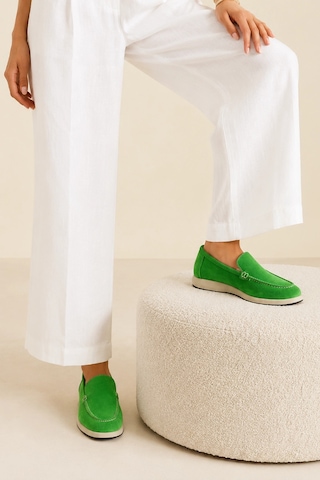 Sovenso Evolve Hakiki Deri Yeşil Süet Loafer