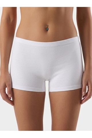 Nacar Store Kadın 3'lü Paket Likralı Pamuklu Esnek Rahat Boxer Şort Tayt Beyaz-1
