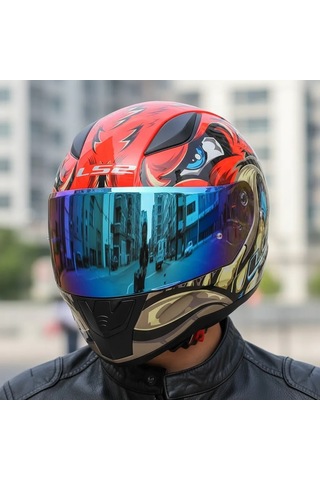 Ls2 Rapıd 2 Spox Kırmızı-gri Kask Gökkuşağı Vizör + Şeffaf Vizör Çok Renkli