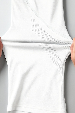 Genius Store Erkek Spor Tişört Antreman Gym Polyester Erkek Sporcu T-shirt Şeritli-tişört Beyaz