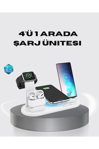 4 Lü Apple Kablosuz Şarj Standı İphone Watch Ve Airpods Çoklu Şarjlı 54414660
