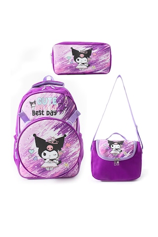 Kuromi Baskılı Okul Çantası Termal Beslenme Ve Kalemlik Mor