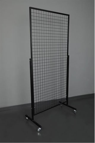 Tekerlekli Sık Telli Tel Raf - Tel Pano Stand, Duvar Askılığı 90x190 Cm Siyah