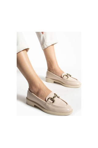 Jane Kadın Loafer Makosen Casual Toka Detay Günlük Ayakkabı BEJ RUGAN