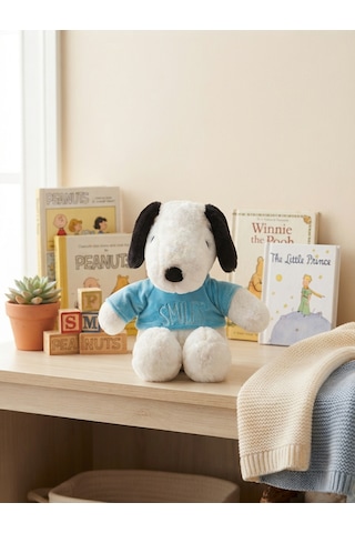 Peluş Köpek Snopyy-30 Cm -mavi Tşhirt'lü Mavi-beyaz