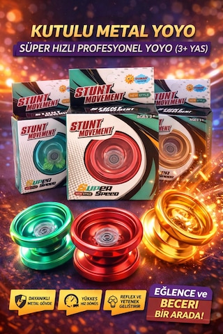 Stunt Movement Kutulu Metal Yoyo Süper Hızlı Profesyonel Yoyo