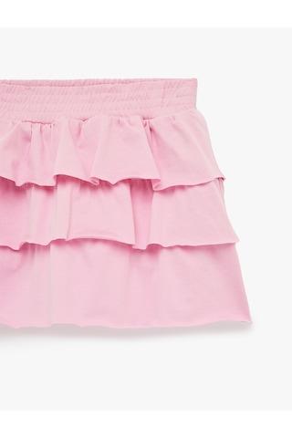 Koton Katlı Volanlı Rahat Kalıp Pamuklu Mini Spor Şort Etek Pembe 6sak40457nk Gül