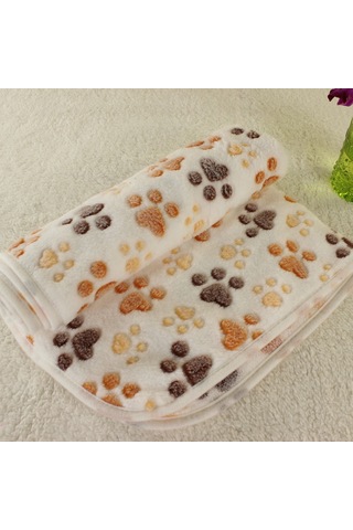 Geekyou Köpek Ve Kedi İçin Mükemmel Konfor: Koral Yün Peluş Battaniye, Beyaz Tırnak Desenli, 60x40 Cm S Boyutu - Evcil Hayvan Malzemesi