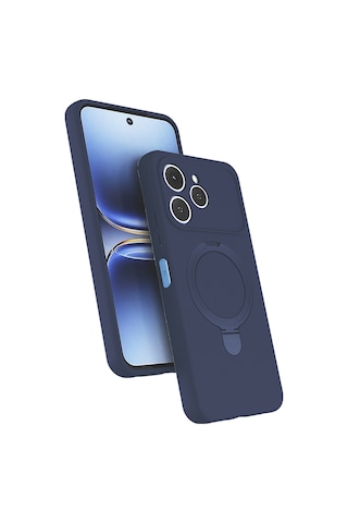 Rba Aksesuar Tecno Spark 40 Kılıf M-safe Şarj Özellikli Standlı Zore Samara Kapak - Lacivert