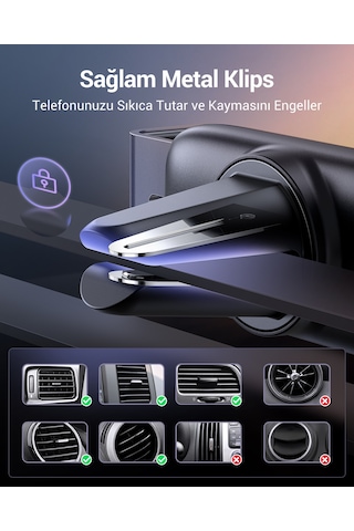 Ugreen Araç İçi Telefon Tutucu 360 Derece Dönebilir Air Vent, 10422 -