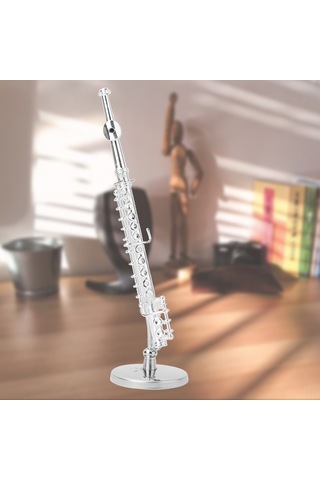 Konesam 11 Cm Gümüş Renkli Bakır Müzik Aleti Modeli - Ev Ofis Dekorasyonu Hediyelik Kutulu El Yapımı Vitrin Dekoru