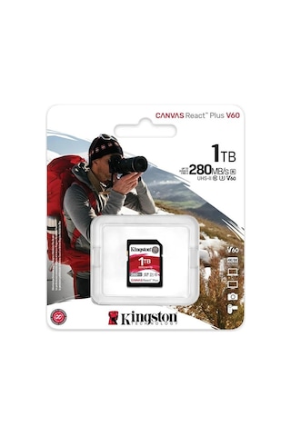 Kingston Sdr2v6-1tb Canvas React Plus Sdxc Uhs-ıı 280r-150w U3 V60 For Full Hd-4k Sd Hafıza Kartı K