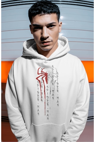 Sevbano Spider-man Örümcek Adam Logo Film Baskılı Unisex Oversize Premium beyaz