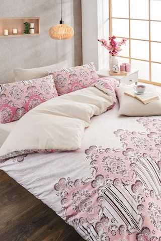 Veramoni Soft Dreams Rose Çift Kişilik Pamuklu Desenli Nevresim Takımı - Pudra