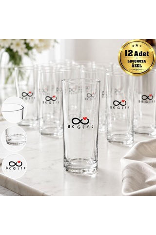 Logonuza Özel 12 Adet Paşabahçe 200 Cc Baskılı Rakı Bardağı Kurumsal Hediye Seti Çok Renkli