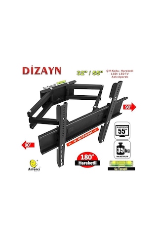 Dizayn 99 Ekran Çift Kollu Hareketli Lcd Led Tv Askı Aparatı