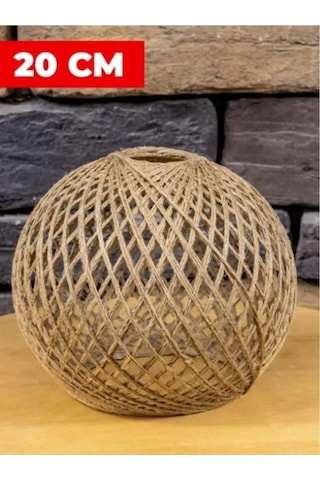 Örme Jüt İp Abajur Başlığı Handmade Bej