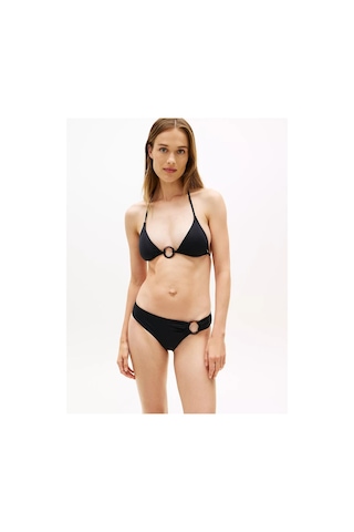 Tommy Hilfiger Kadın Suni Kaplumbağa Kabuğu Desenli Halkadan Metalik Detaylı Siyah Bikini Üstü-15043