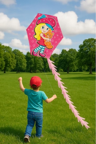 Uçurtma Altıgen Çıtalı Ipli Uçurtma Seti Şeker Kız Modeli