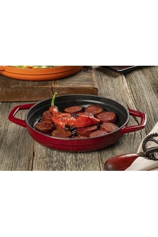 Hosse 22 Cm Döküm Çift Kulplu Sahan Kırmızı