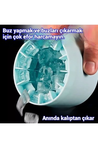 Fastbuy Mavi Ev Tipi 60 Küplük Buz Kabı, Hızlı Donduran Buz Kalıbı, Sıkılabilir Buz Kovası Mavi