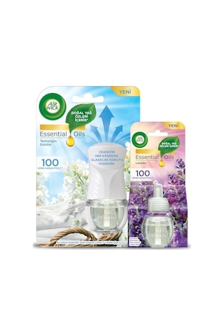Wick Le Elektrikli Oda Kokusu Temizliğin Kit Cihaz + Yedek Şişe + Lavanta Yedek Şişe Abundance Prosperity