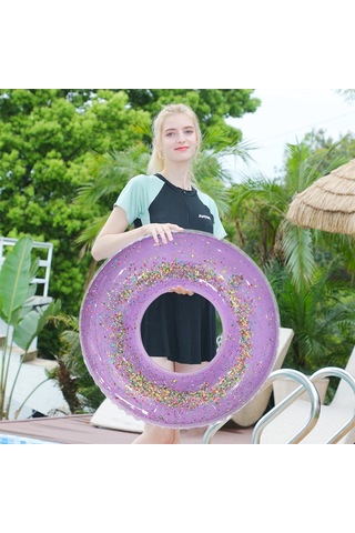 Ikkb Yeni Kalınlaşmış Açık Su Şişme Pullu Yüzme Simidi Mor