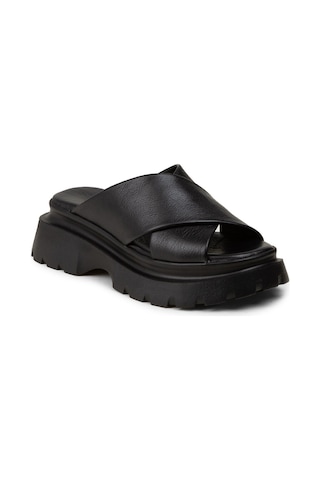 Deery Kadın Hakiki Deri Siyah Platform Terlik - L2519zsyhp01