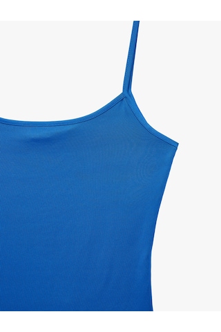 Koton Slim Fit İp Askılı Atlet Mavi 6sak10292ek