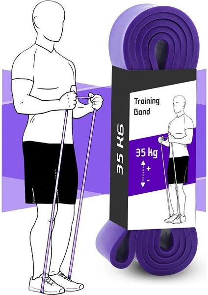 35 Kg Pilates Direnç Bandı Mor - Ağır Sert Egzersiz Ve Spor Lastiği Fitnes Bandı