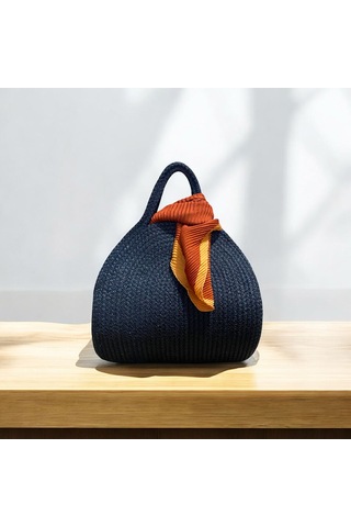 Hasır Çanta, Silindir Çanta, Tasarım Çanta, Düz Siyah El Çantası Siyah