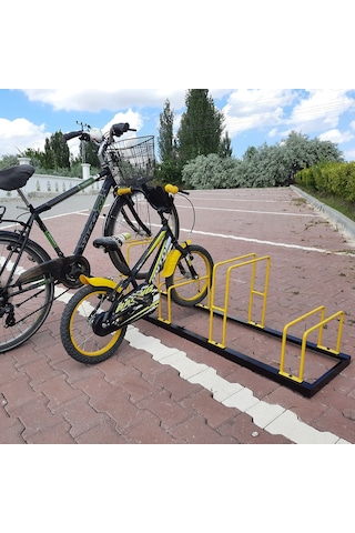 Bisiklet Park Demiri Metal Bisiklet Park Standı 4'Lü Sarı - Siyah