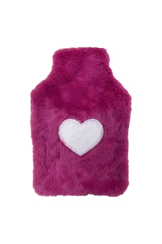 Sıcak Su Torbası Peluş Kalpli,koyu Pembe Termofor 27x17x2cm 1 Litre Pembe