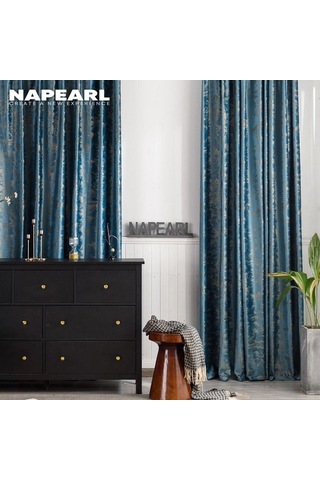 Mavi 1 Pc Napearl 80% Karartma Perdeleri Ev Dekor Lüks Lüks Gölge Oturma Odası Yatak Odası Mavi