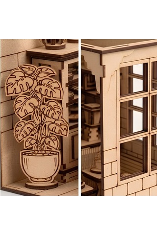 Coffee Shop Ahşap Maket Seti Dıy Miniatür Kafe Peri Led Hediye 214 Parça
