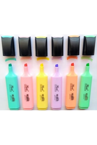 Masis Pastel Renk Fosforlu İşaretleme Kalemi 6'lı Set Çok Renkli