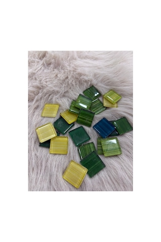 Sanatsal Kristal Mozaik Ks-35 23x23mm Çizgili Yeşil Mix 250gr