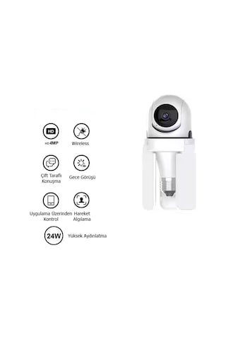 Ev İçi Akıllı Duy Girişli Cctv Güvenlik Kamera Ve Led Ampul Ses Özellikli