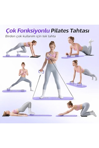 Zamanlayıcılı Akıllı Pilates Tahtası - Çok Fonksiyonlu Ev Tipi Full Body Fitness Ve Şınav Seti Mor