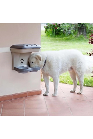 Bama Duvara Asılan Mama Standı Boz Kahverengi 48x27x42h Kedi Köpek Mama Askılığı