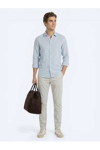 Kip Gri Regular Fit Dokuma Casual %100 Pamuk Gömlek