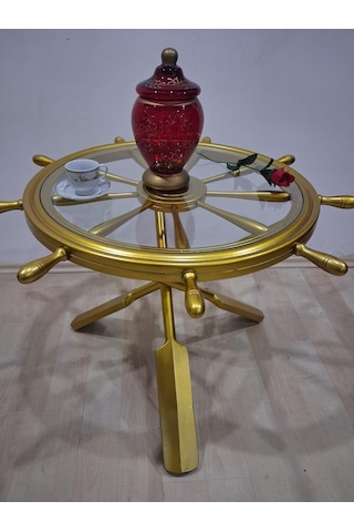 Orta Sehpa Dümen 90636 Model Ahşap Çapraz X Ayak Parlak Gold Lake Boya El Yapım Gold