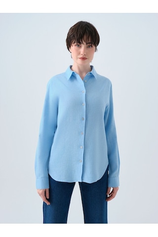 LOFT Loose Fit Kadın Gömlek U.kol Lf2039039 Q1.v1 Mavi
