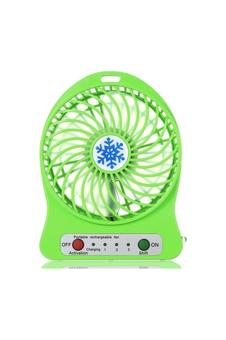 Fortunelane Usb El Fani Masaüstü Ofis Dışarıda Kullanıma Uygun 3 Hızlı Regülasyonlu Yeşil Led Işıklı Taşınabilir Fan