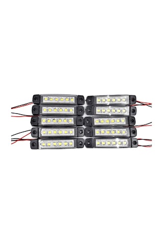10 Adet Beyaz Parmak Lamba 6 Led Su Geçirmez 12v 24v Emir