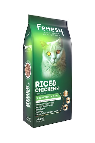 Fevesy Tavuk & Pirinçli Yetişkin Kedi Maması 3 KG