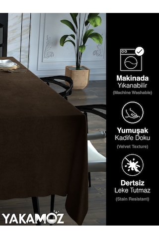 Çikola Kahvesi Kadife Dokulu Masa Örtüsü Dertsiz Velvet Touch Serisi Çikolata Kahvesi