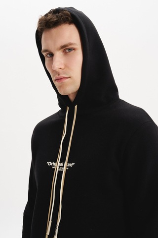 AR-MA Arma Erkek Kapüşonlu Sweatshirt Örme 3 İplik Şardonlu, Yazı Baskılı,cepsiz,sade Ve Şık, Regular Fit K30254628802 Siyah